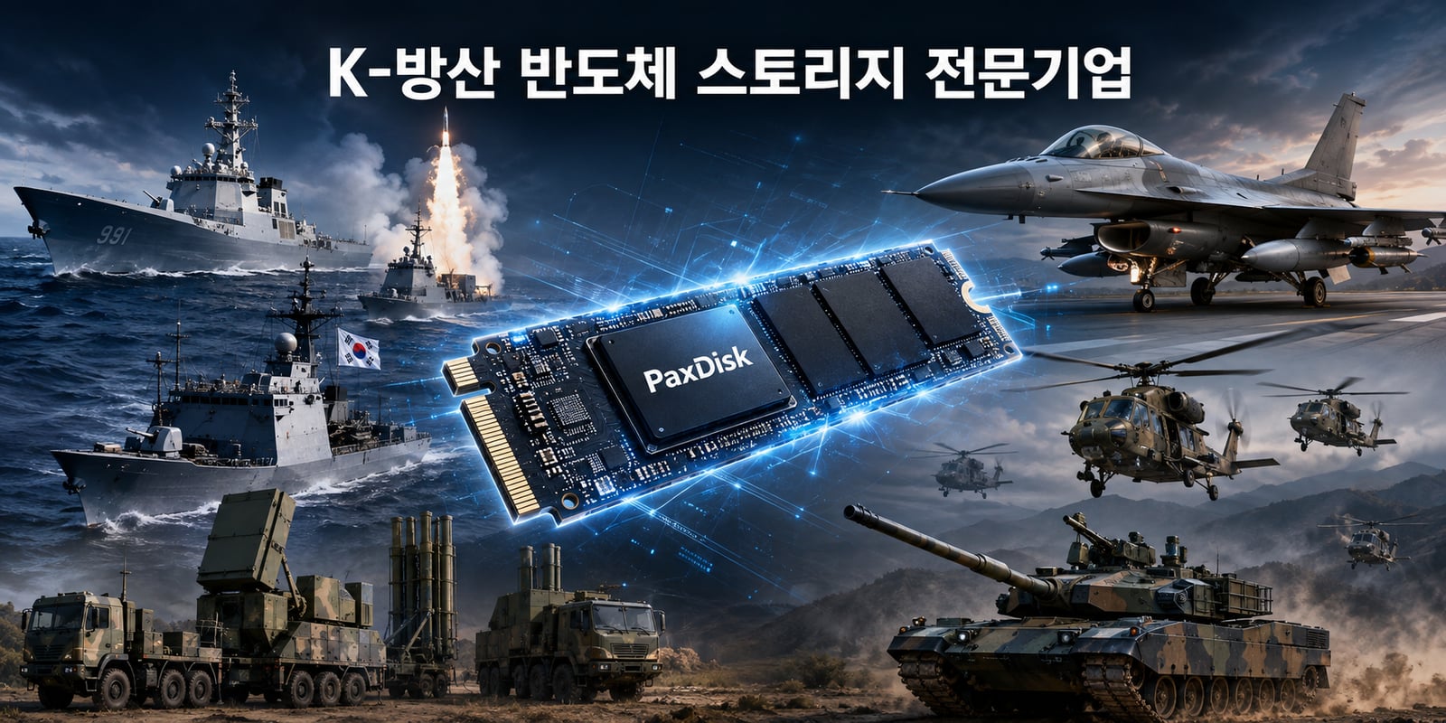 K-방산 반도체 스토리지 전문기업 — 구축함·유도미사일·전투기·헬기·전차에 둘러싸인 팍스디스크 SSD